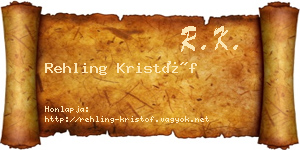 Rehling Kristóf névjegykártya